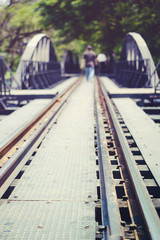 Rail way on historical bridge