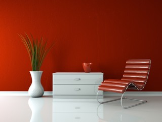 Modernes Design - Roter Liegestuhl