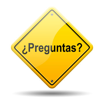 Se&ntilde;al amarilla texto &iquest;Preguntas?