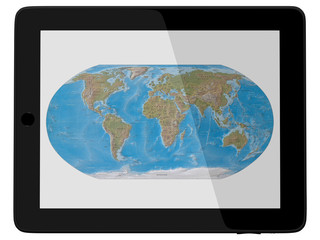 Tablet Computer with World Map