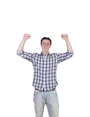 Fototapeta premium Casual Businessman Standing Up With His Arms Up