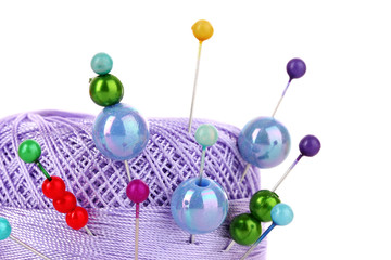 thread and needles isolated on white