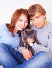 couple with a cat