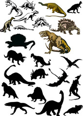 large set of isolated dinosaurs