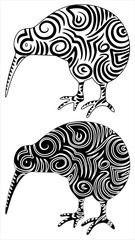 Kiwi Uccello Tatuaggio-Kiwi Bird Tattoo-Vector