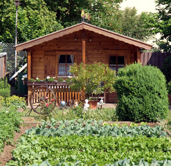 Gartenhaus mit Gemüsegarten