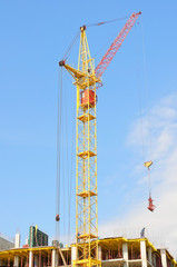 construction crane and building