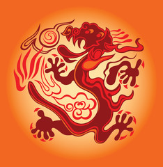 red dragon against bright background