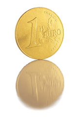 Euro coin on white background