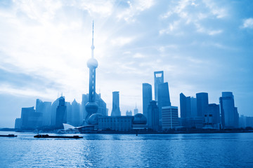 shanghai skyline at sunrise