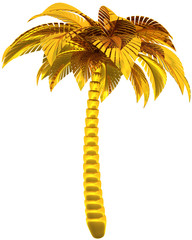 Golden palm tree single stylized tropical nature symbol