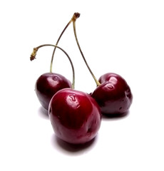 Three sweet cherries on a white background, три сладки