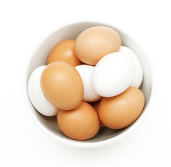 bowl with white and yellow eggs