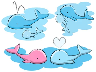 Kussenhoes Set van schattige walvissen © evgeniya_m
