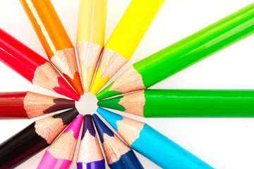 Color pencils isolated on white background