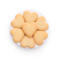 heart shaped cookies isolated on white background