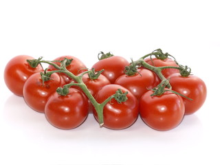 Fresh cherry tomatoes isolated on white