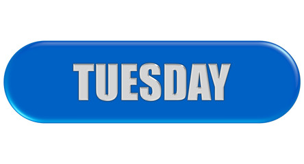 Button blau Seiten rund TUESDAY