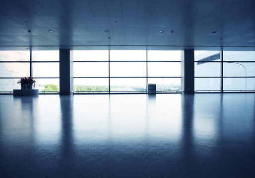 office interior with glass wall