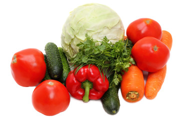 Fresh vegetables on white