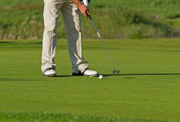 Obraz premium Golfer on the course at the hole
