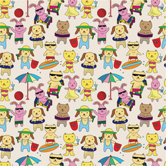 summer animal seamless pattern