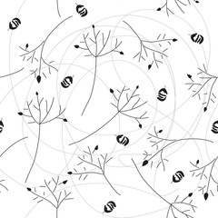 Seamless pattern of branch in geometric style
