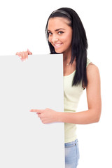 teenager pointing at a blank board