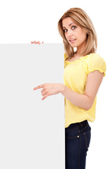Fototapeta na wymiar teenager girl with blank board