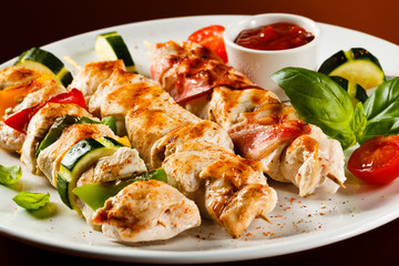 Grilled meat and vegetables