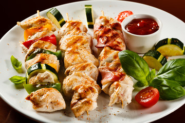 Grilled meat and vegetables