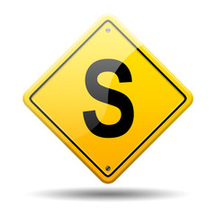 Señal amarilla letra S