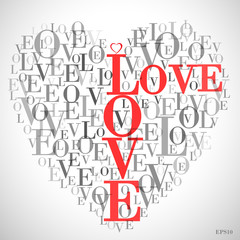 A heart made of words "LOVE"