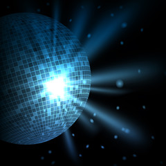 Abstract blue background with disco bal