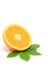 Half an orange isolated on white background