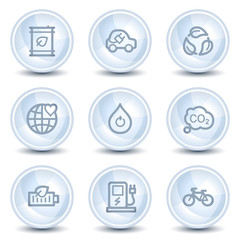 Ecology web icons set 4, light blue glossy circle buttons