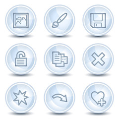 Image viewer web icons set 2, light blue glossy circle buttons