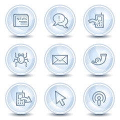 Internet web icons set 2, light blue glossy circle buttons