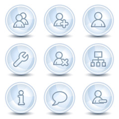 Users web icons, light blue glossy circle buttons