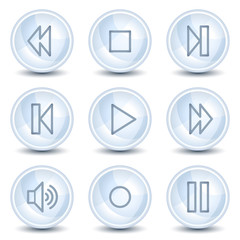 Walkman web icons, light blue glossy circle buttons