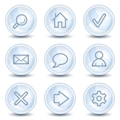 Basic web icons, light blue glossy circle buttons