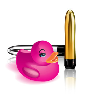 sextoy pour adulte : vibromasseur et canard en plastique
