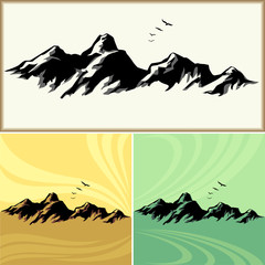 Mountain And Hills ICONs - Editable And Layered Vector
