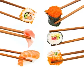 Crédence de cuisine en verre imprimé Bar à sushi Sushis japonais