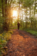 Obraz premium Młoda kobieta, jogging w lesie