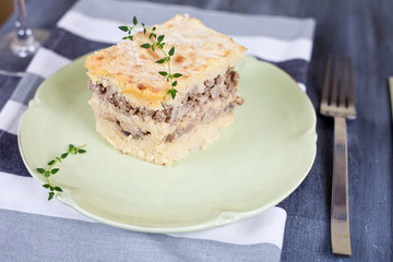 Millet meat pie with mushrooms