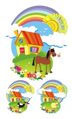 Collection of country backgrounds. Vector illustration.