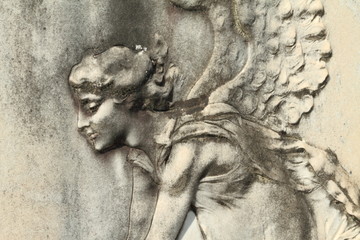 antique angelic relief