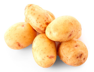 Few potatoes isolated on white