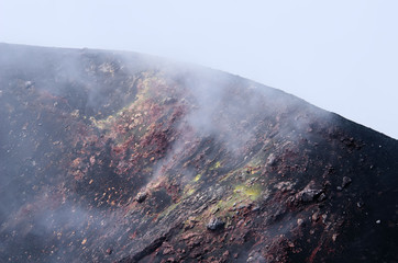 soufre sur un volcan